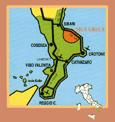 Landkarte Italien mit Bildausschnitt "Sila Greca"